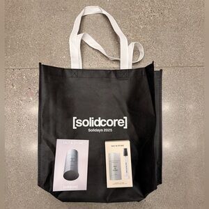 Solidcore Black Tote with Salt and Stone Deodorant and Body Mist NEW and UNUSED